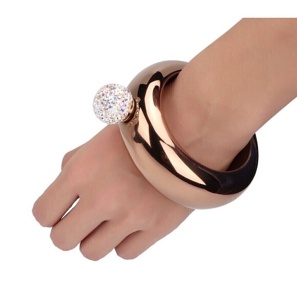 Unbranded Jewelry - Gold Tone Bangle Flask Bracelet Rhinestone Cap NWOT
